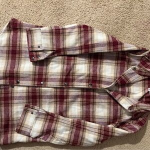 Steve Madden Burgundy and Cream Plaid Shirt